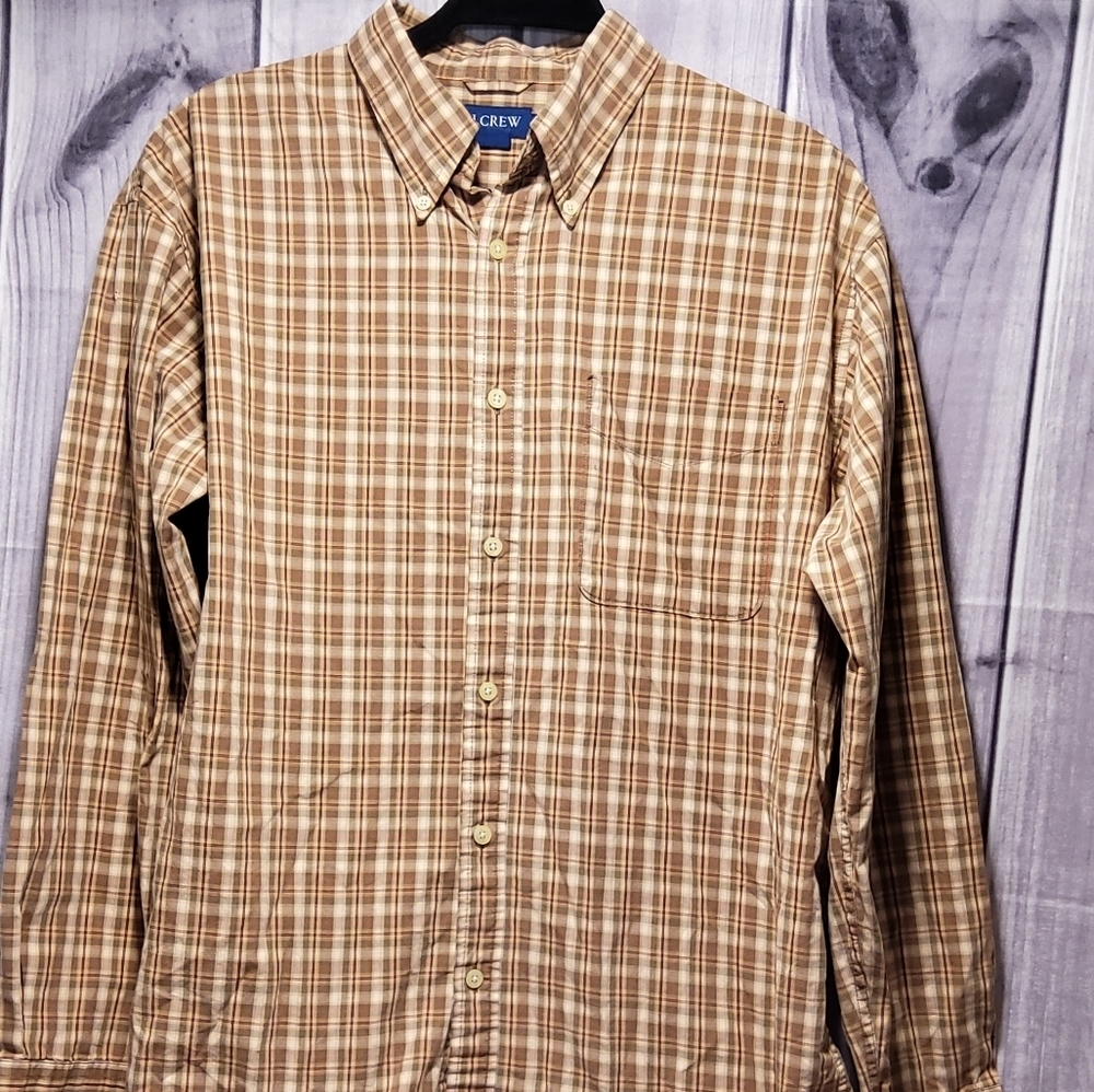 J. Crew Brown and Tan Casual Button Down Shirt